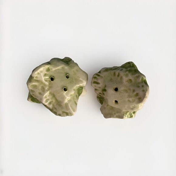 Vintage Celery Salt & Pepper Shakers Green White Made 1960s MCM Mid Century - Picture 9 of 10